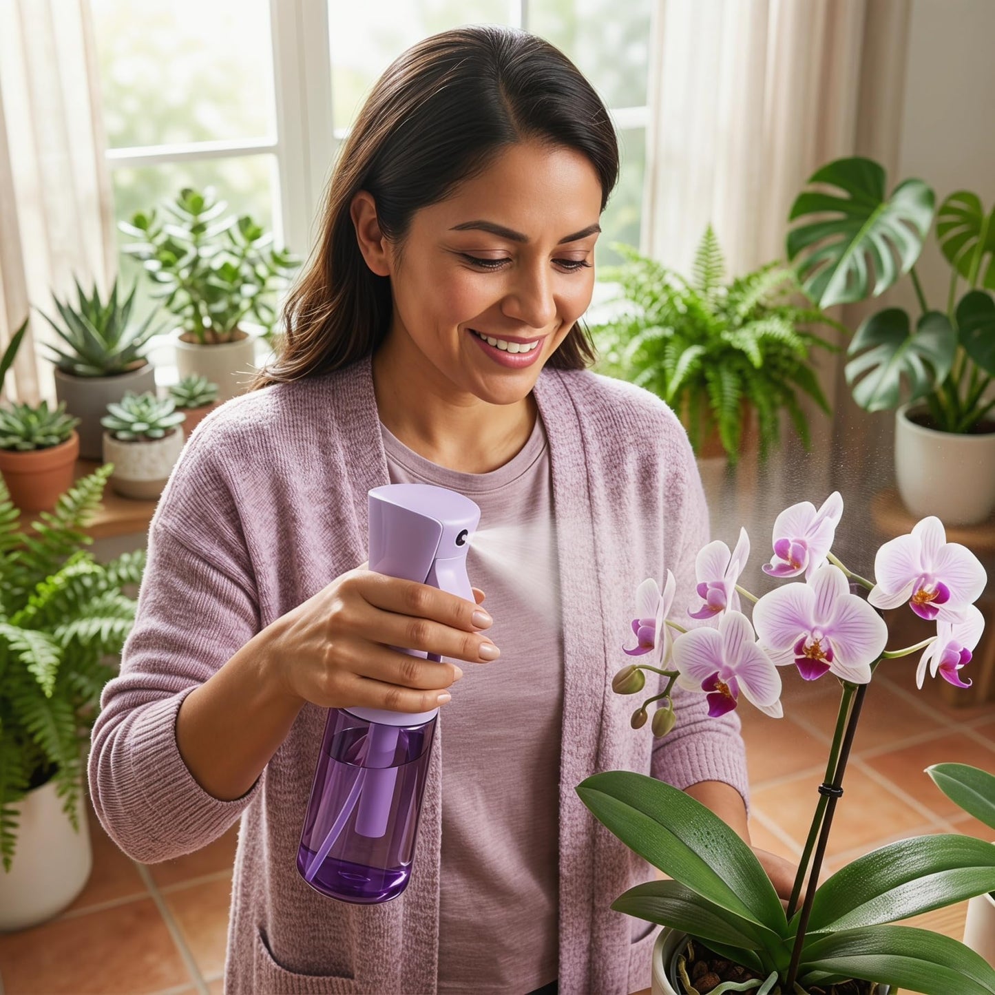 HIVEKLY Spray Bottle For Hair,Continuous Spray Bottle, Empty Spray Bottles – Recycled Hair Misting Sprayer for Styling, Cleaning, Plants, Barbers (Purple)