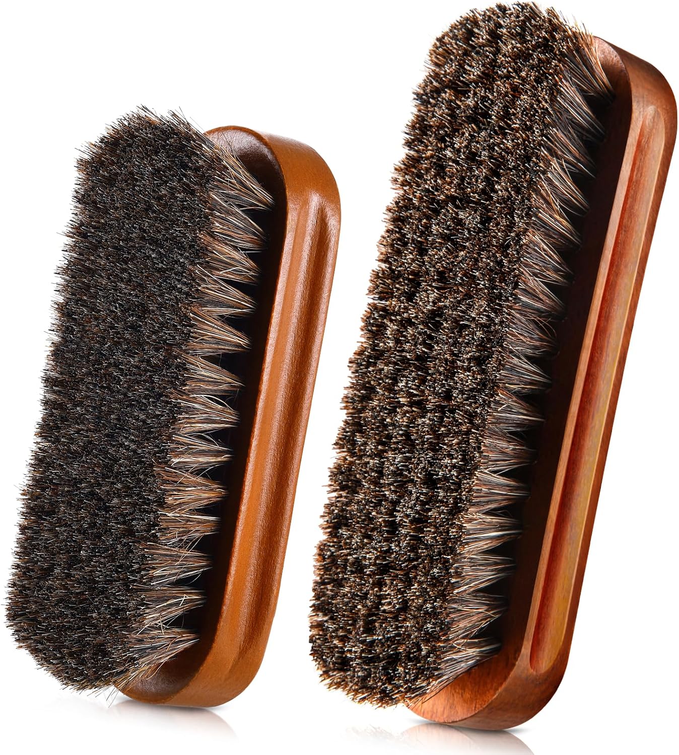Horsehair Shoe Brush Kit - 4 Pcs Leather & Suede Cleaning Brushes with Microfiber Gloves | Shoe Care Essentials