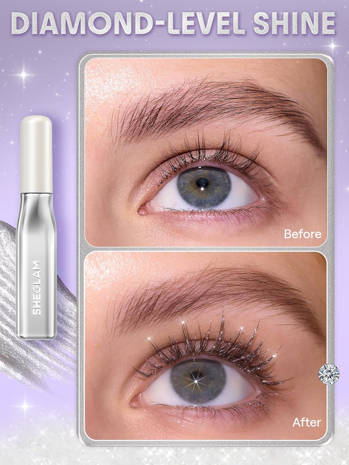 Crystal Gaze Glitter Mascara - High Shine Waterproof Formula for Long-Lasting Glam | Perfect for All-Day Wear