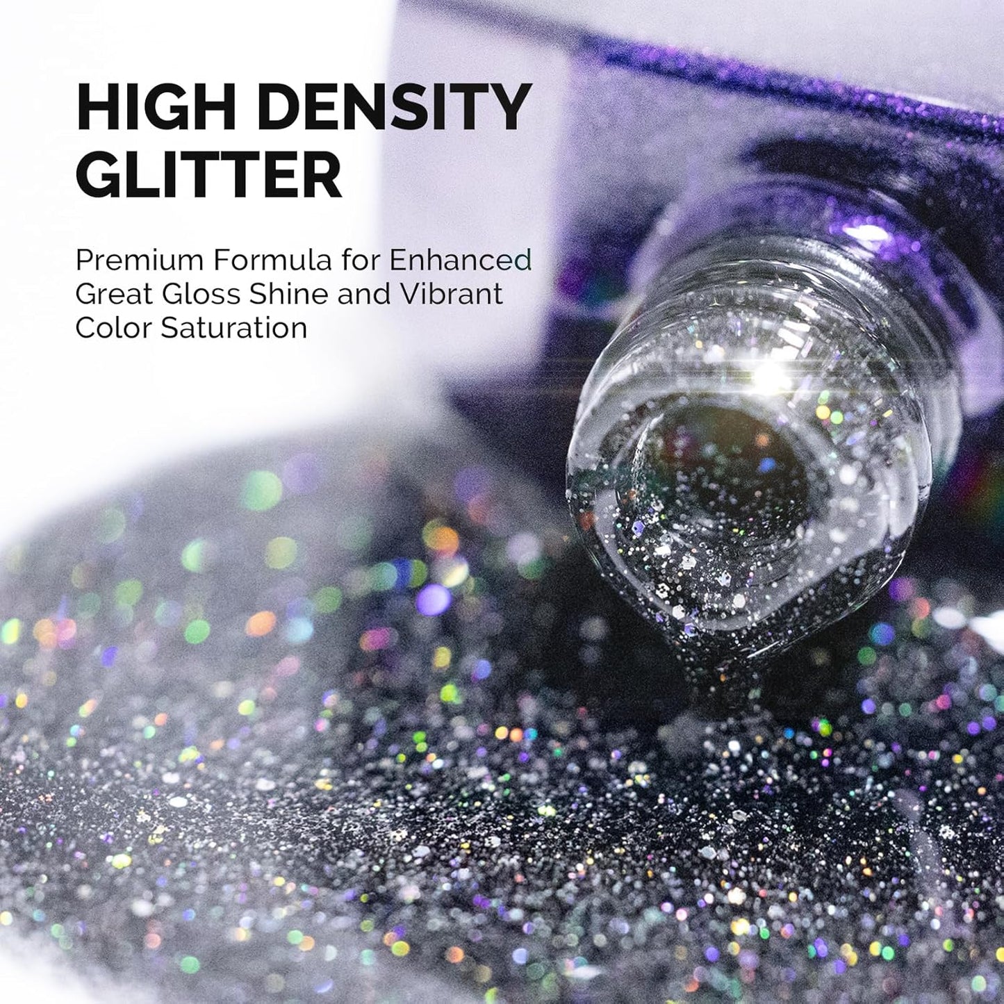 Gel Nail Polish - Black Glitter Soak Off UV LED Cured 15ML | Sparkly Shimmer for DIY Nail Art