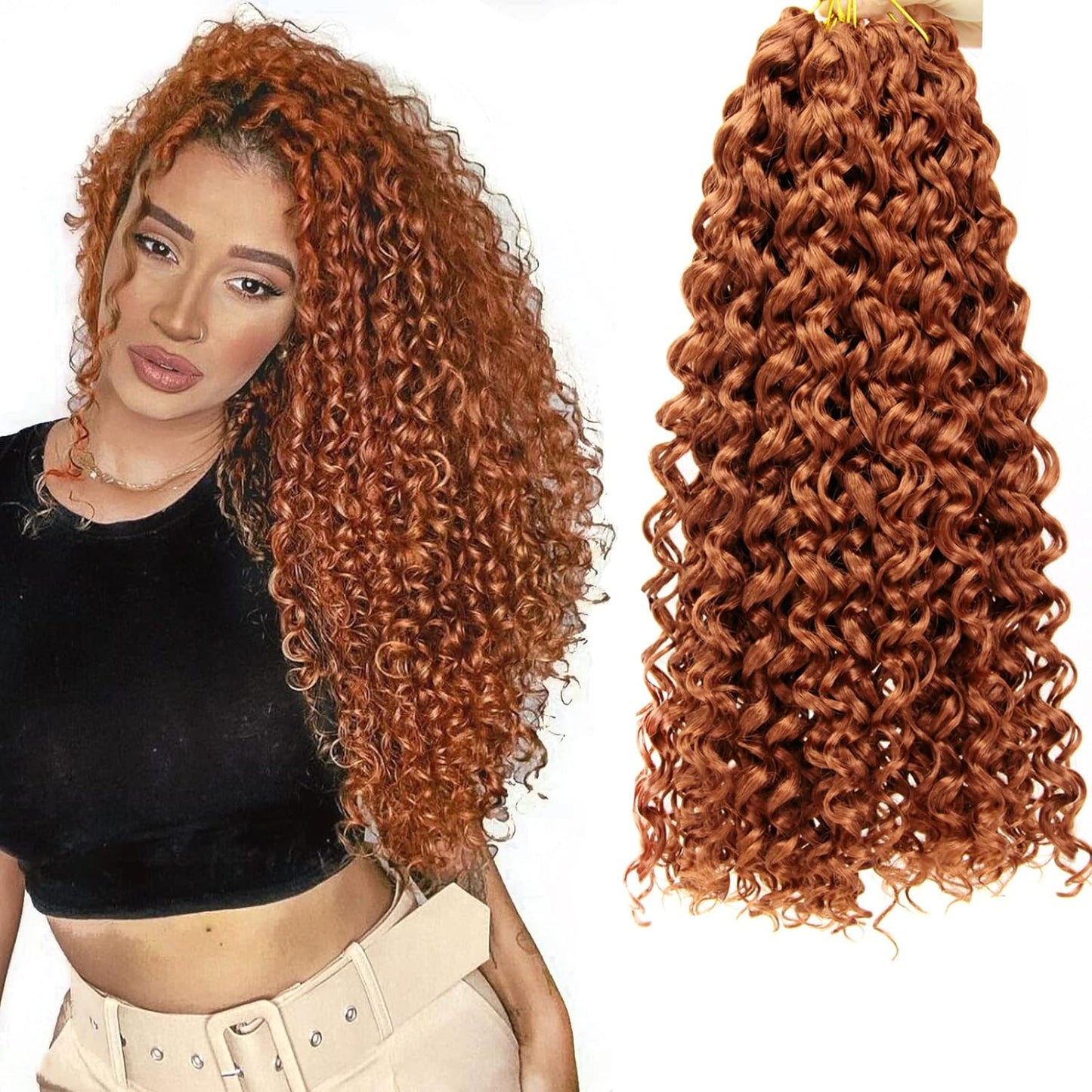 Water Wave Crochet Hair Extensions - Blonde Synthetic Bohemian Braids | 14 Inch Deep Wave (27#)
