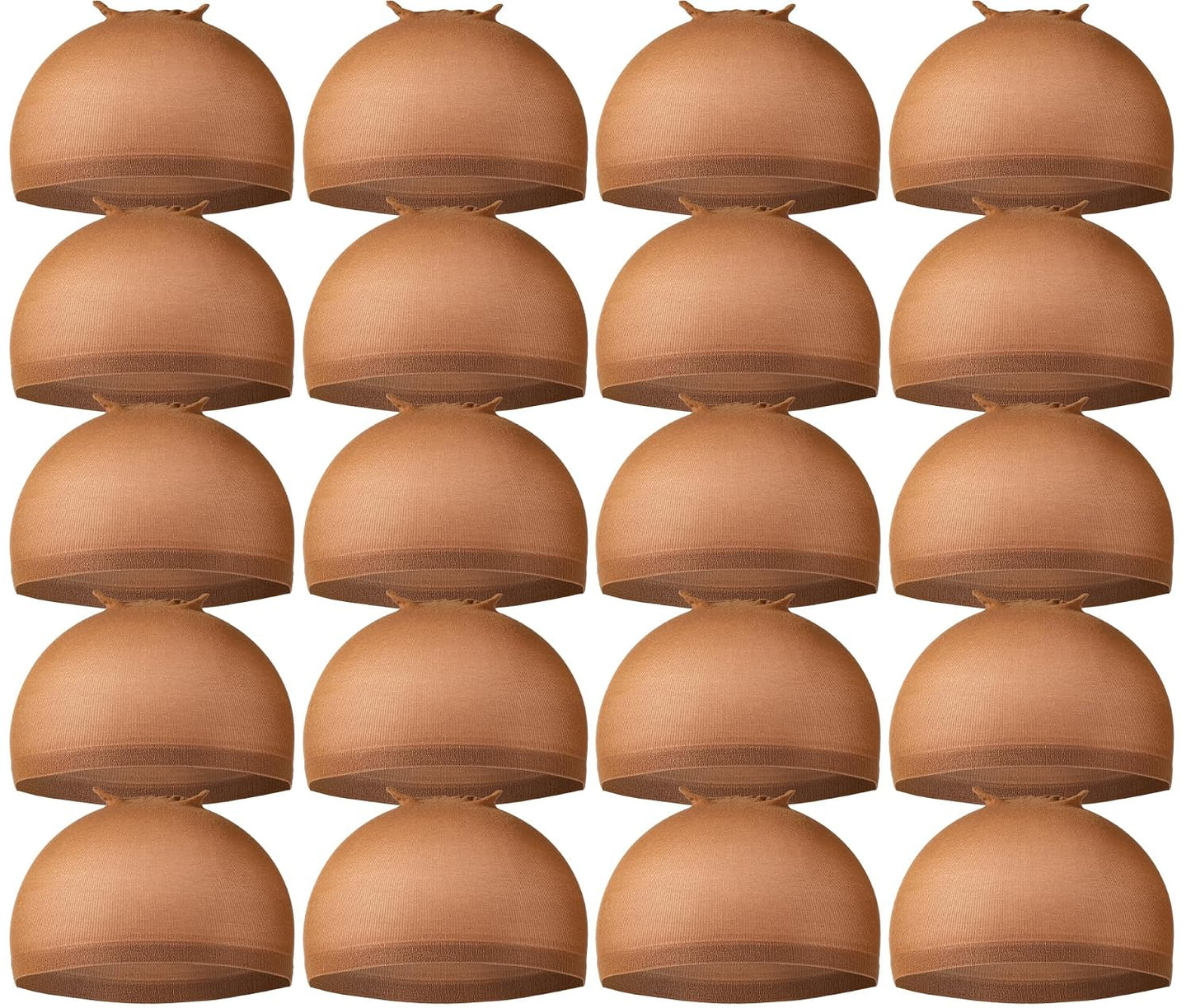 Wig Cap for Women - 20pcs Stretchy Nylon Stocking Caps in Tan Beige | Perfect for Wigs