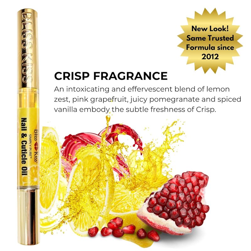 Bliss Kiss Nail Oil Cuticle Pen - Vitamin E & Jojoba Nail Strengthener | 1 Crisp Fragrance for Brittle Nails