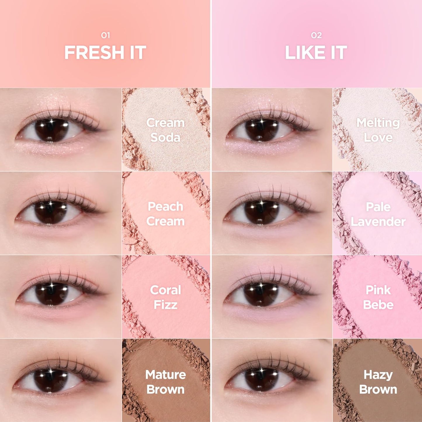 Mood It Palette - 4-Shade Korean Eyeshadow Palette for Daily Wear | Soft Blending, Buildable Coverage, Matte & Shimmer Finish, 0.11 oz (01 Fresh It)
