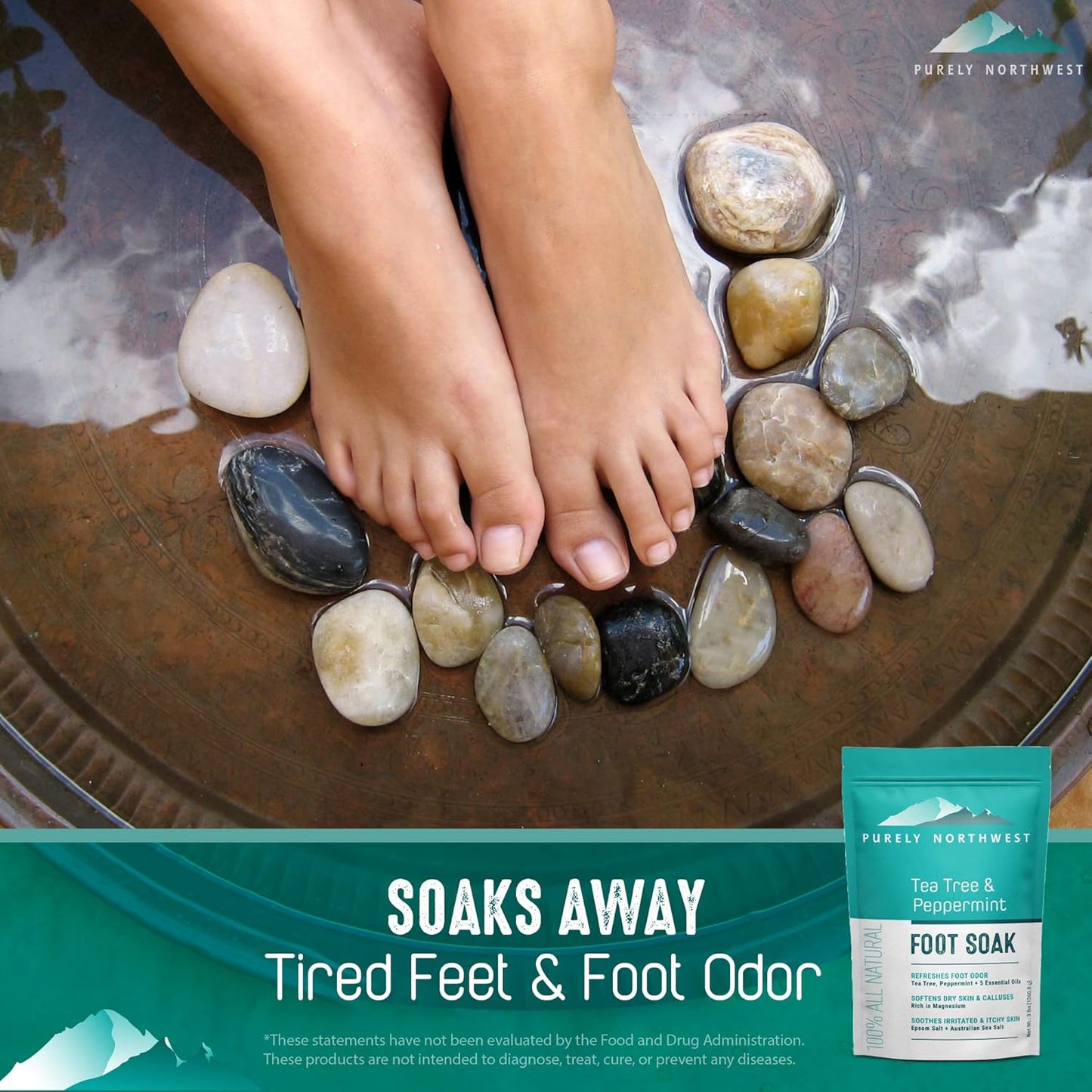 Tea Tree & Peppermint Foot Soak | Epsom Salt & MSM for Odor Relief, Itching & Dry Skin - 1 lb