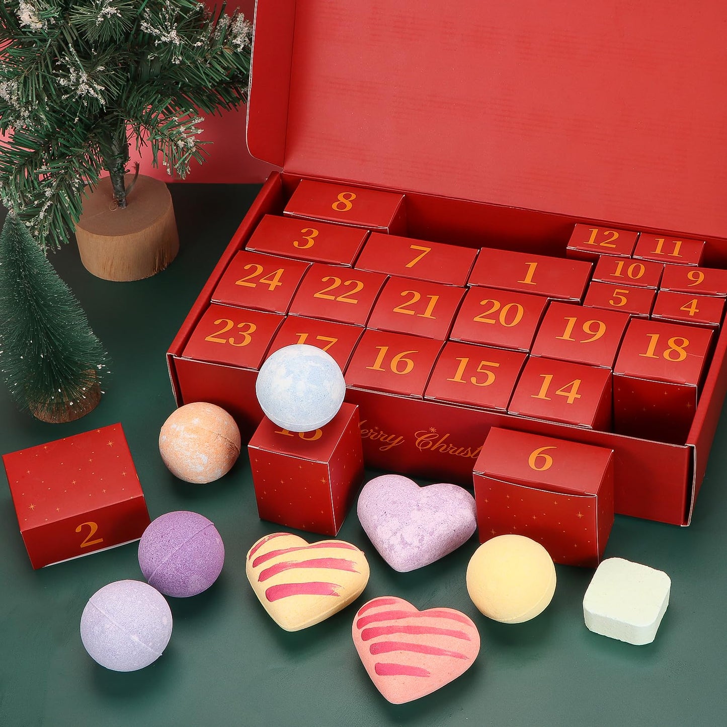 Bath Bomb Advent Calendar 2026, 24 Days Christmas Advent Calendar for Women, 24 Pcs Natural Scents Bath Bombs Birthday Gifts for Mom, Wife, Girlfriend, Sister, Her