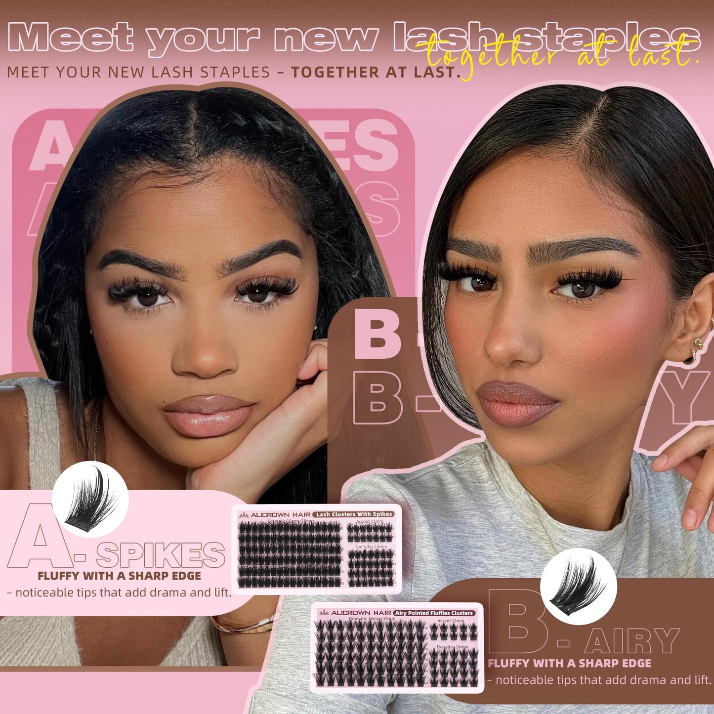 Manga Lash Clusters with Spikes 12-18MM Fluffy Spiky Eyelash Clusters Baddie Dramatic Lash Extensions Baddie Individual Lashes Airy Soft for Smoky Makeup Eyelash Extensions by ALICROWN
