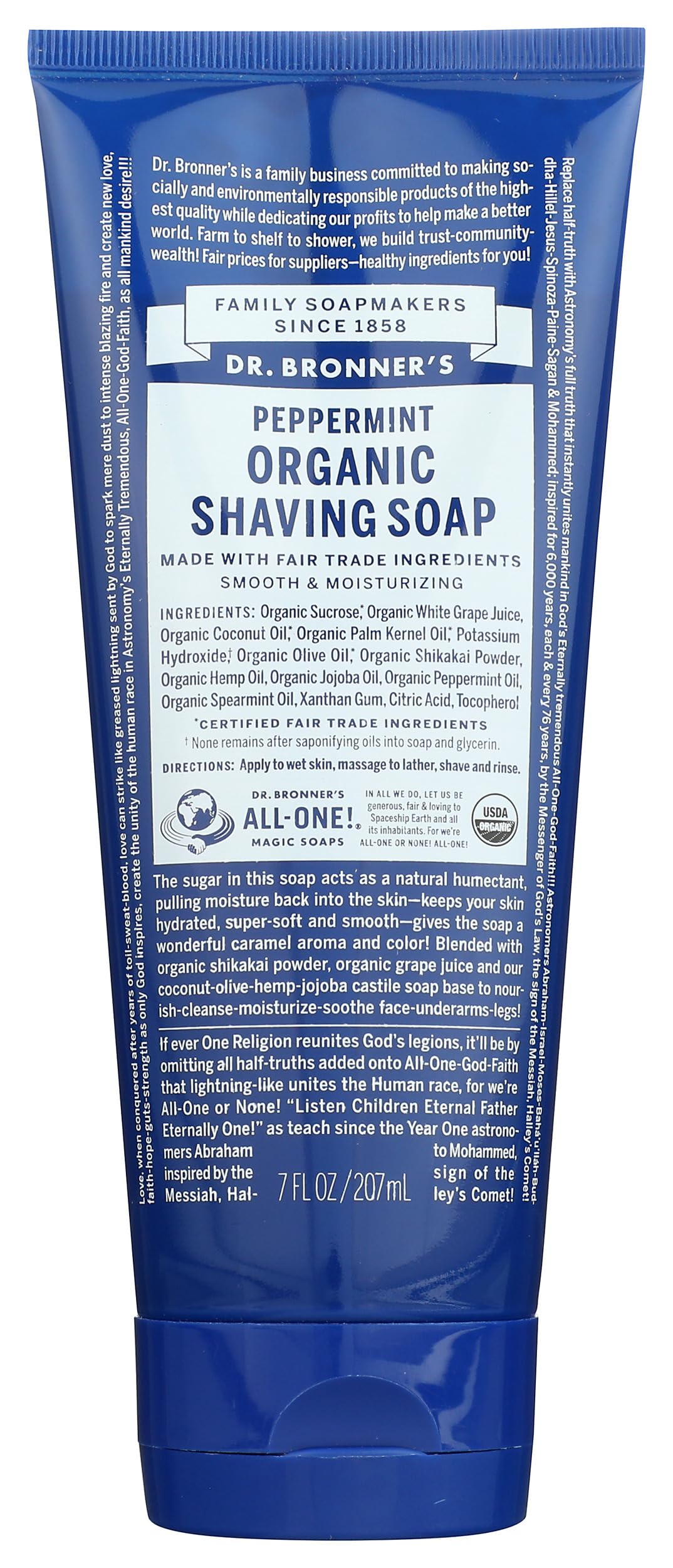 Dr Bronners, Shave Soap Peppermint Organic, 7 Fl Oz