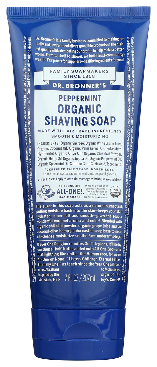 Dr Bronners, Shave Soap Peppermint Organic, 7 Fl Oz