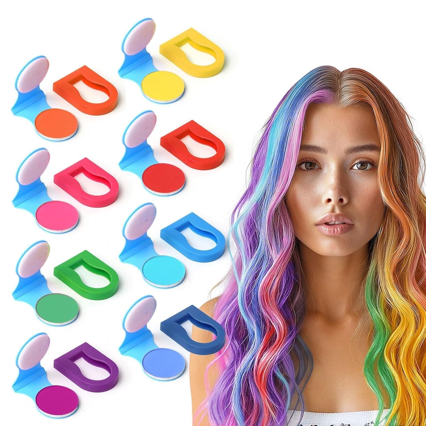Temporary Hair Chalk - Washable Colorful Hair Dye for Events | 8 Vibrant Shades for Halloween, Cosplay & Parties