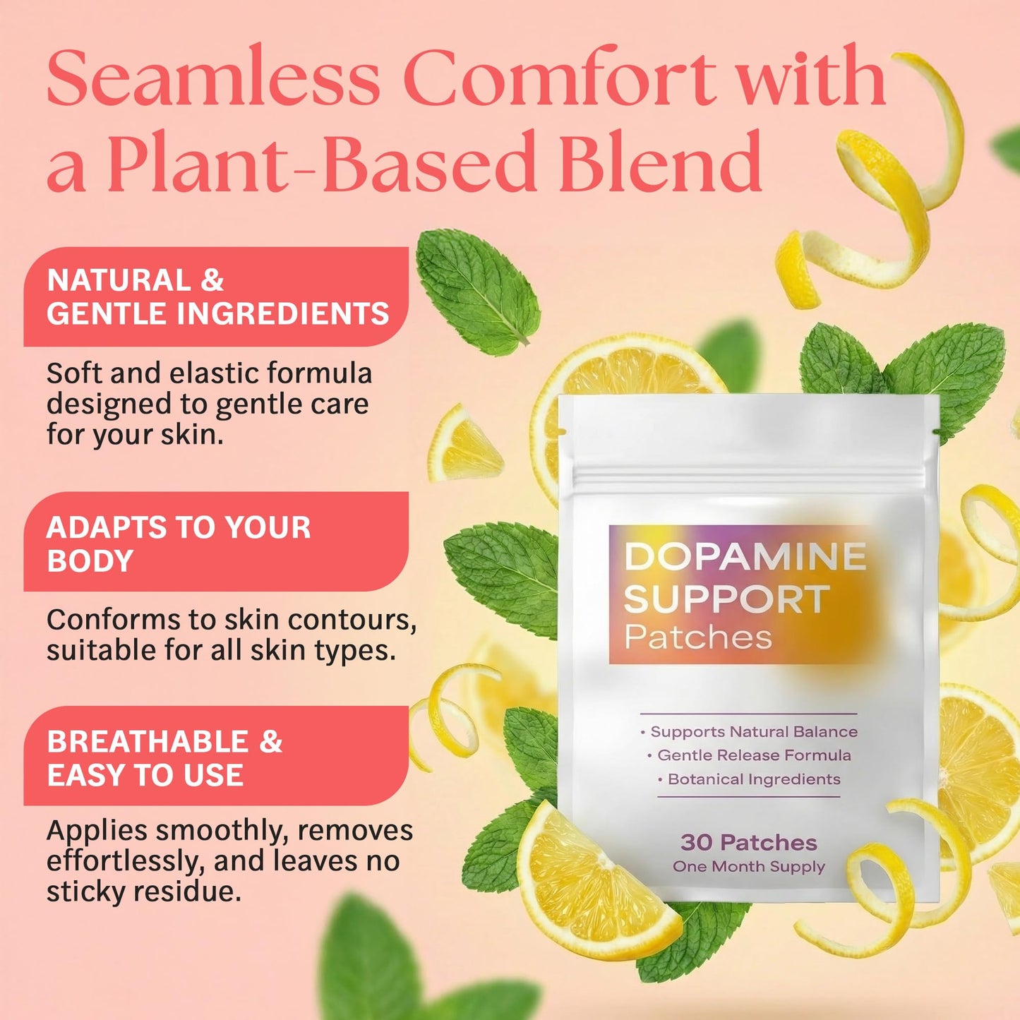 Dopamine Patches Extra Strength for Men and Women | 120-Day Supply | Wearable Plant-Based Wellness Stickers for Mood, Daily Balance, Focus & Calm | 4 Packs (120 Patches Total)