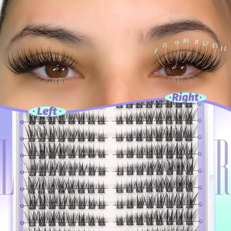 Natural Lash Clusters - Short Cat Eye Eyelash Extensions 7-14mm | Wispy C Curl DIY Lashes