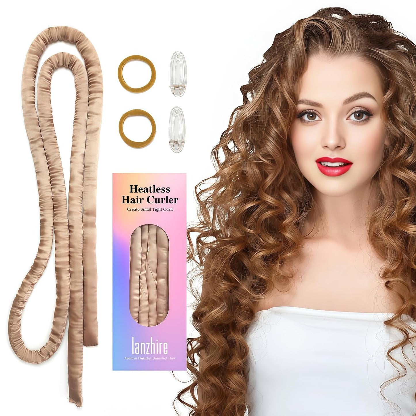 No Heat Overnight Curling Headband - Heatless Curlers for Long & Short Hair | Black