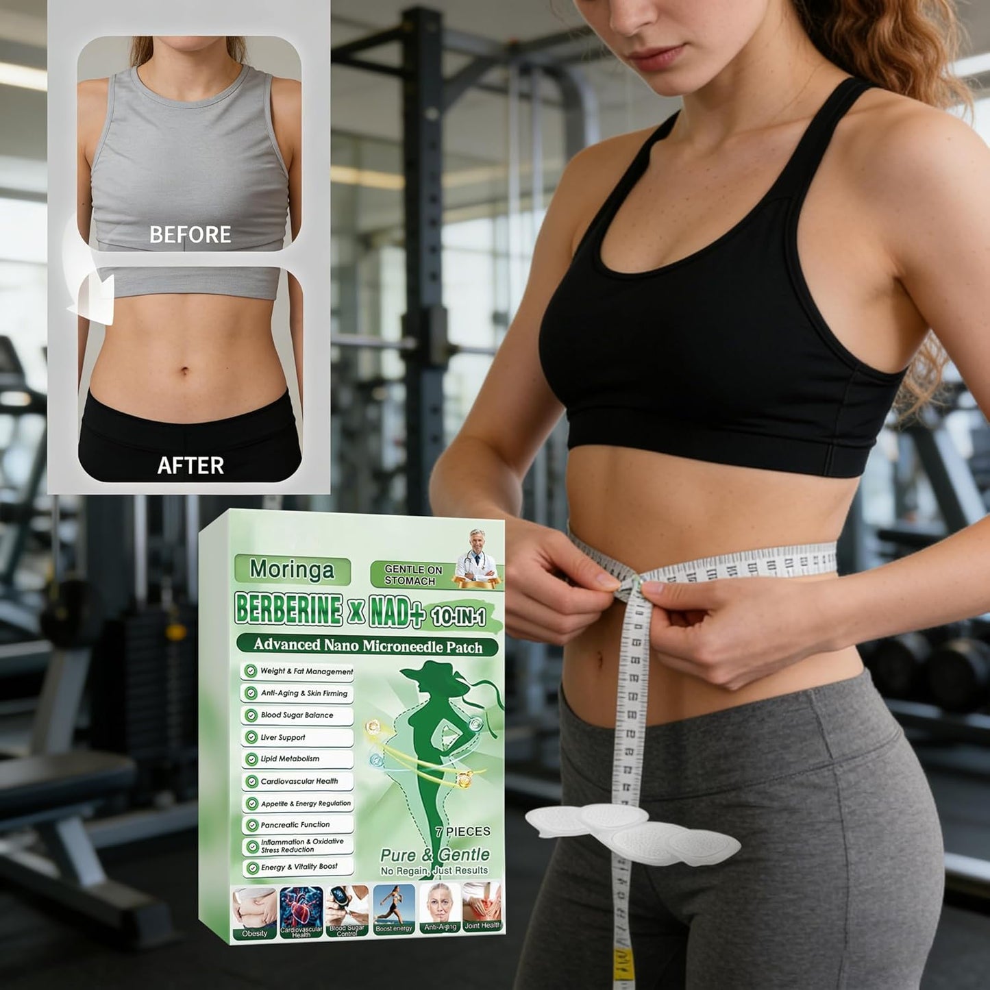 Moringa Berberine Patches - 10-in-1 Nano Microdarts Herbal Body Patch for All Skin Types | Unisex