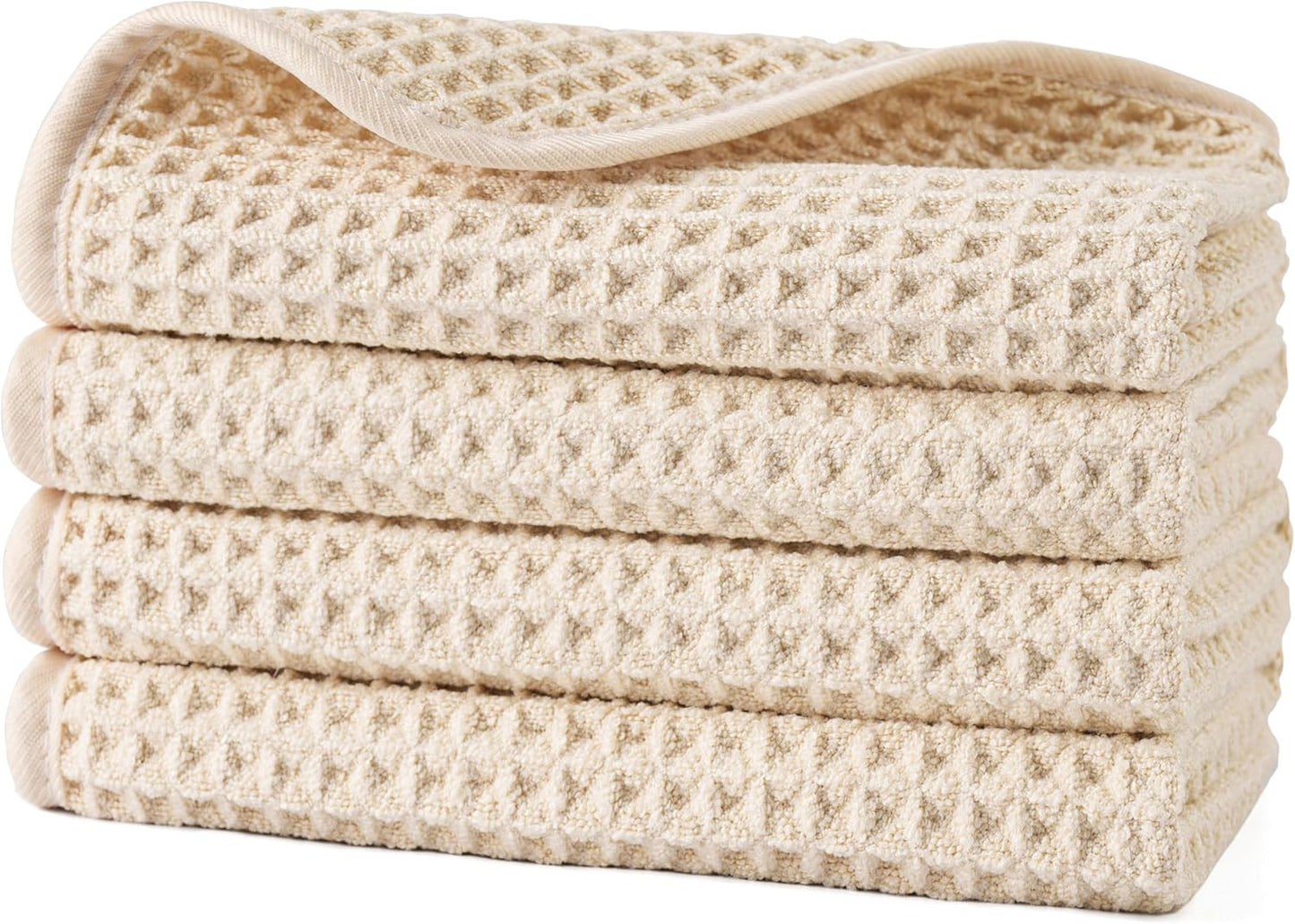 Microfiber Washcloths - Lint-Free Face Towels, 430 GSM | 13 x 13 in, 4 Pack - Waffle Weave