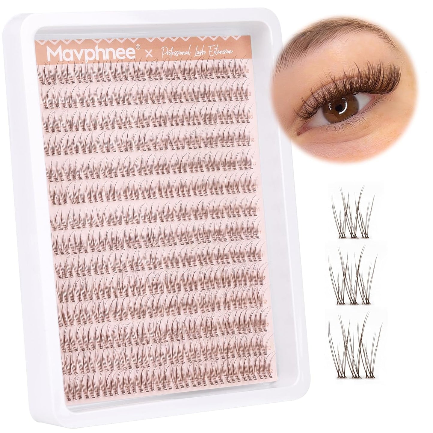 Natural DIY Lash Extensions - C-Curly Cluster Eyelashes | 216 Pcs Wispy Cat Eye Lashes for Beginners