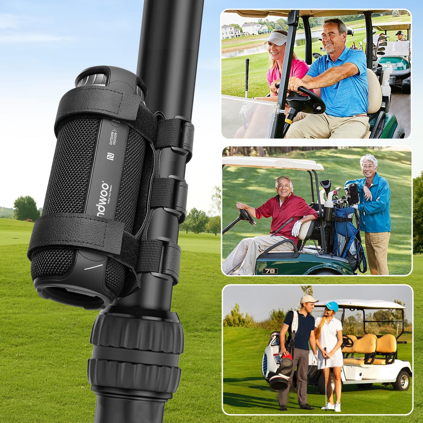 Caudblor Portable Speaker Mount for Bike/Golf Cart Railing/Boat, Adjustable Outdoor Wireless Speaker Strap Holder Accessory,Fit for JBL Bluetooth Speakers/ATV Golf Cart/Bicycle