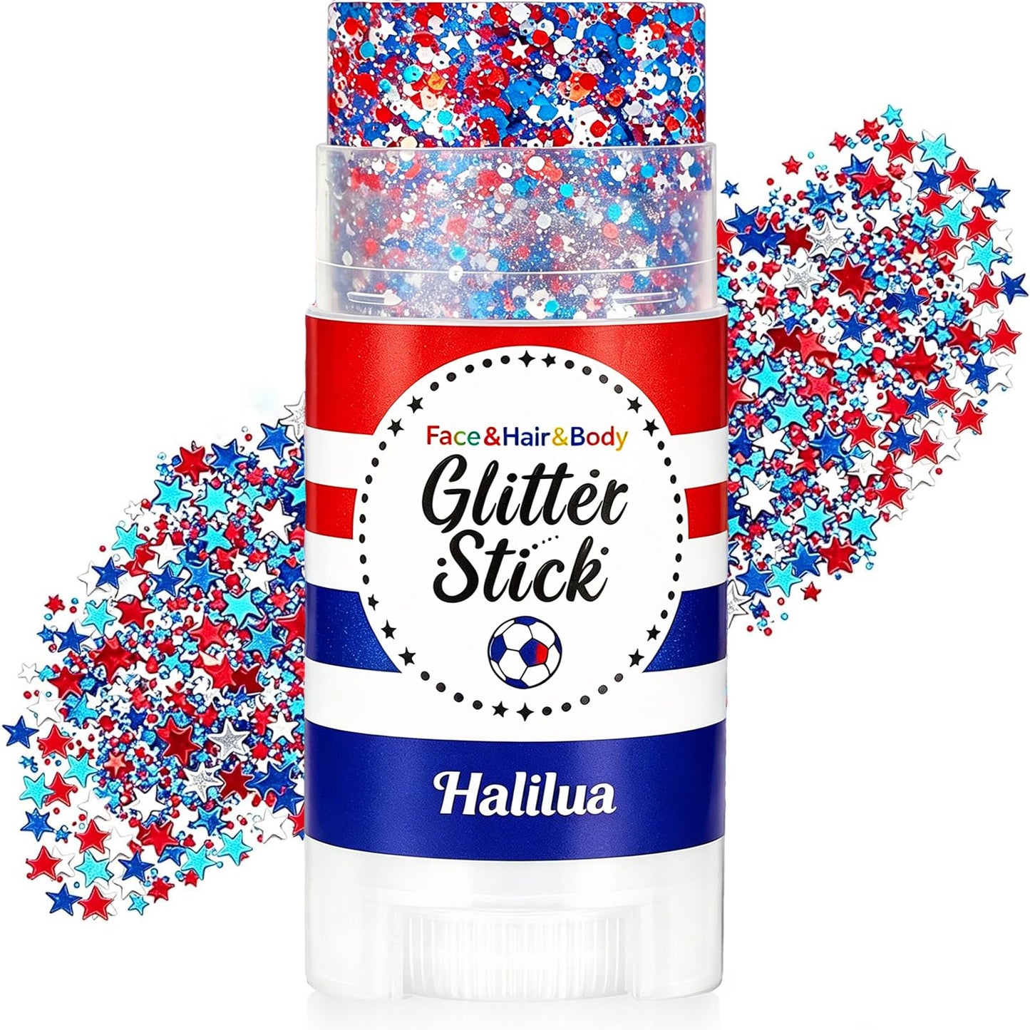 Patriotic 4th of July Body Glitter Stick,Sparkle Red White and Blue Hair Face Glitter for Independence Day 250 Anniversary Party,4th of July Outfits and Decorations for Women Kids, Memorial Day