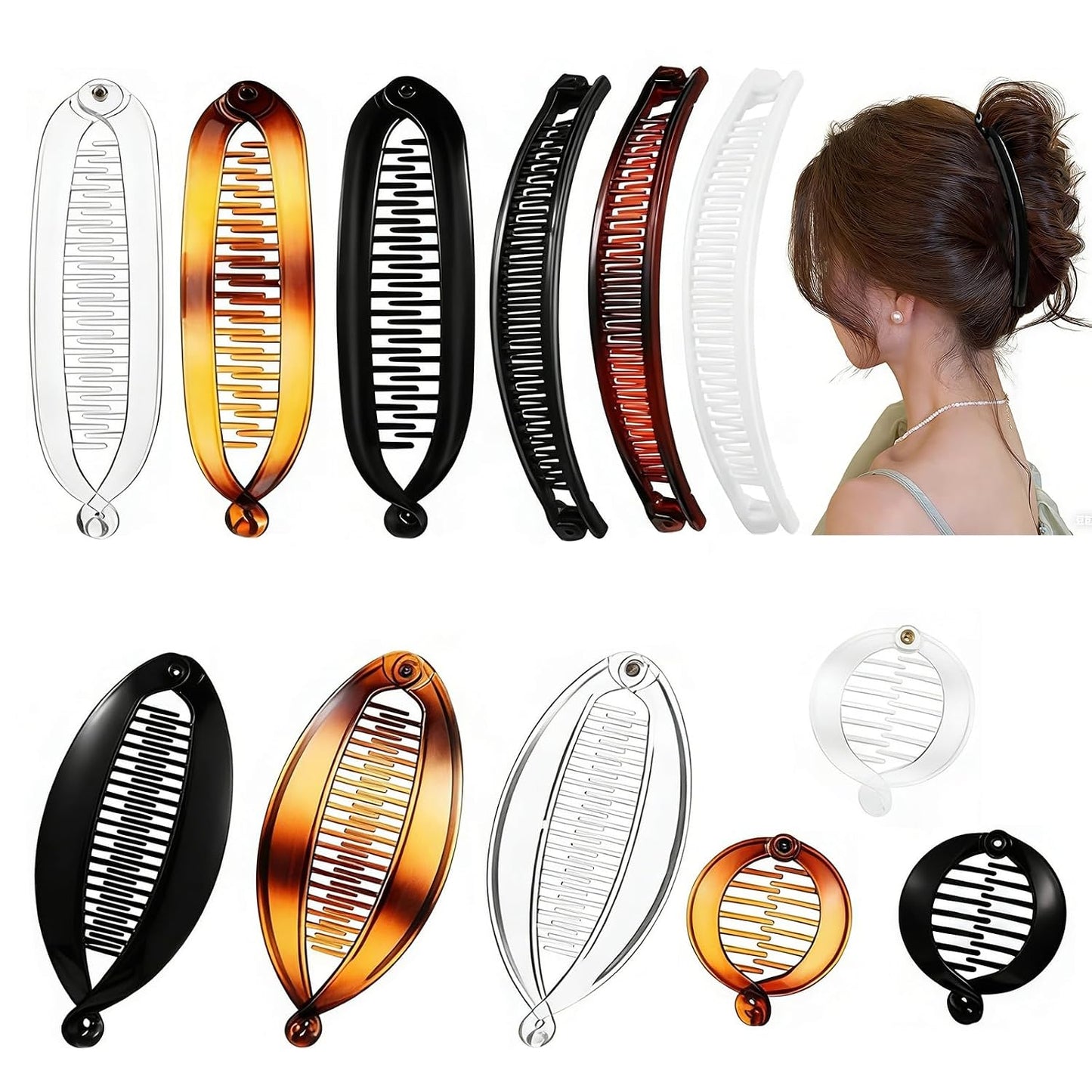 Banana Hair Clip Set - Vintage French Ponytail Holders for Thick & Curly Hair | 12-Piece Collection