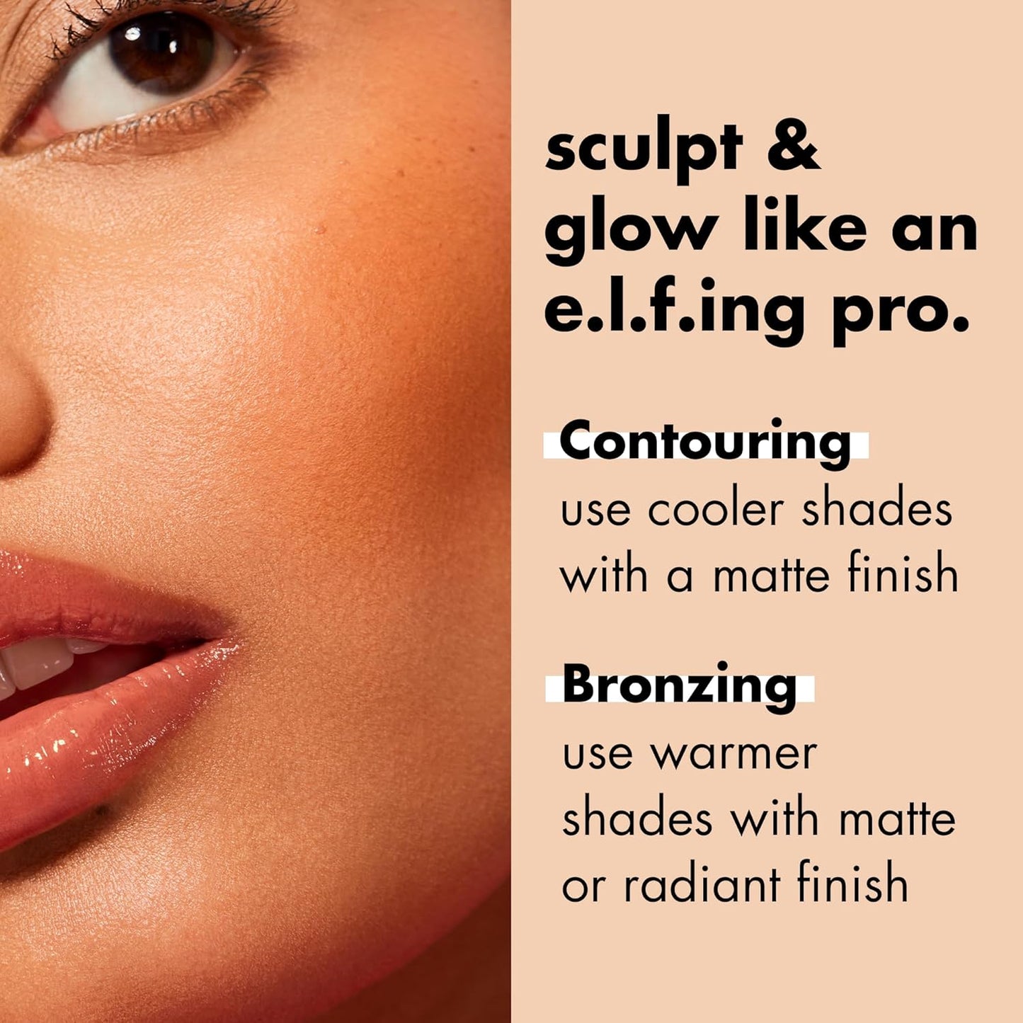 e.l.f. Primer-Infused Bronzer - Long-Wear Matte Contour for Cheeks | Forever Sun Kissed, 0.35 Oz