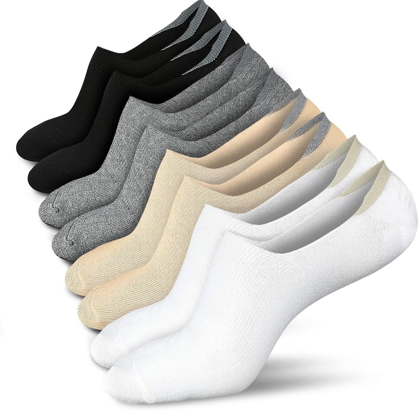 No Show Socks for Women - Non-Slip Flat Boat Line | 4-8 Pairs Available