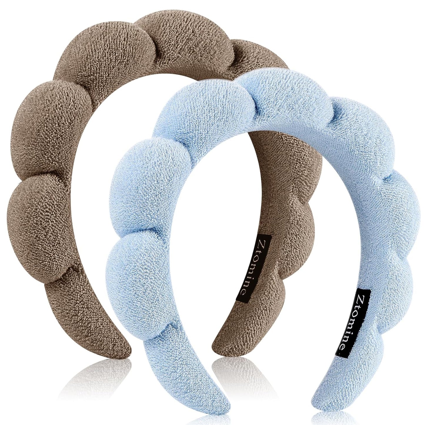 Spa Headbands for Face Washing | Soft Cotton Terry Cloth Set of 2 - Pink & Blue