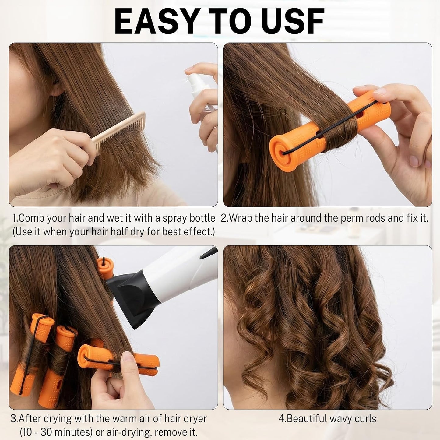 60 Pcs Perm Rods - Cold Wave Curling Rollers for Long & Short Hair | DIY Hairdressing Tool (0.28 x 3.22 Inches)