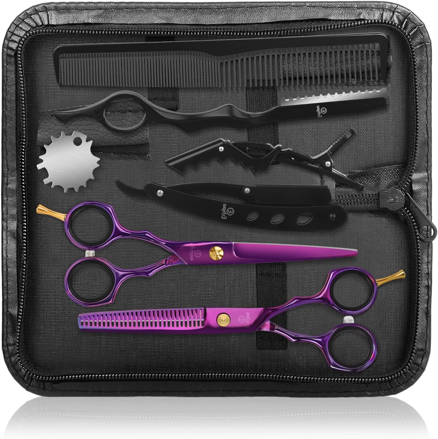 Professional Black Hairdressing Scissors - 6.5" Japanese Stainless Steel Thinning & Trimming Shears | Salon-Grade Barber Tools