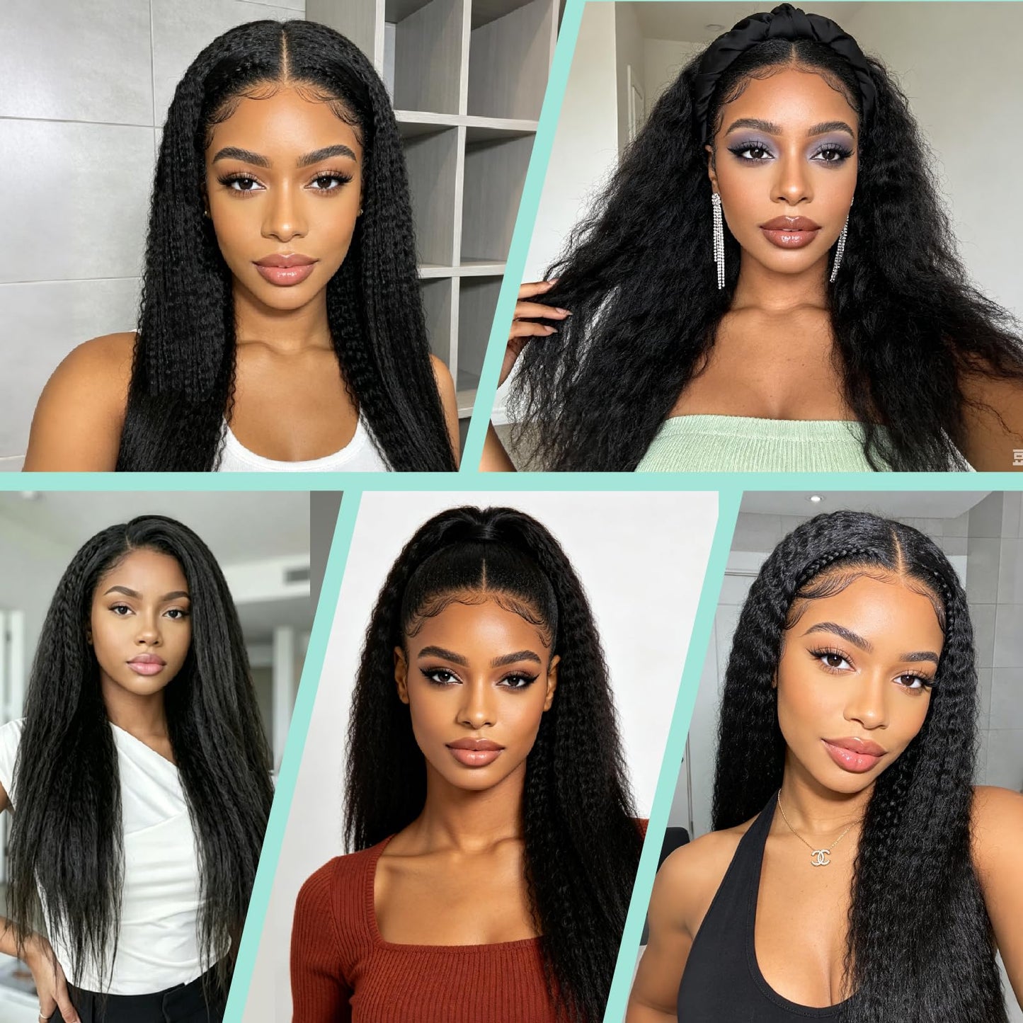 EclatWigs Human Hair Clip in Extensions, 7 Pcs Kinky Straight Hair 120g, 18 Inch Natural Black, Clip in Hair Extensions, Brazilian Remy Hair Extensions for Women