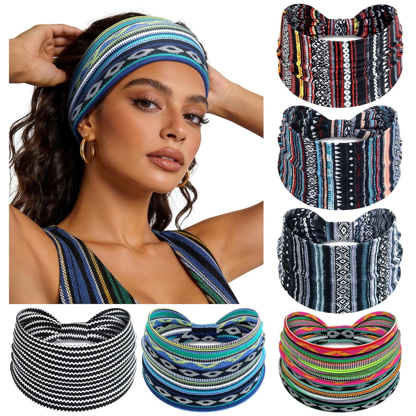 Wide Headbands for Women - No Slip Knotted Turban Hair Accessories | Dark Green Boho Style