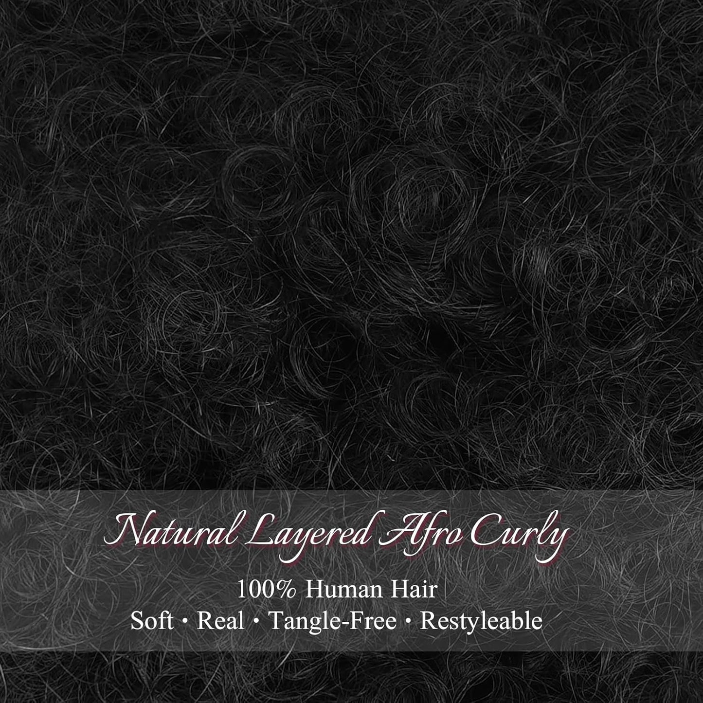 Human Hair Afro Puff Drawstring Ponytail - Kinky Curly Short Extensions for Black Women | Medium Size - 1B Natural Black