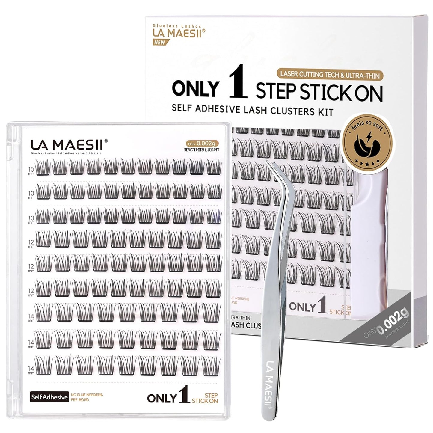 Self Adhesive Lash Clusters Kit - 10-14mm DIY Eyelash Extensions for Natural Look | No Glue Needed