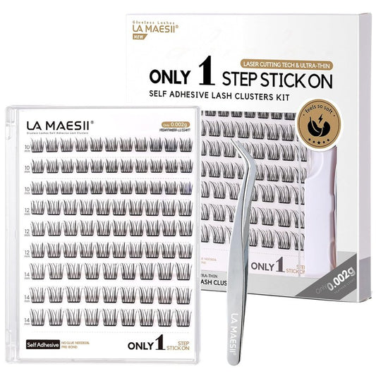 Self Adhesive Lash Clusters Kit - 10-14mm DIY Eyelash Extensions for Natural Look | No Glue Needed