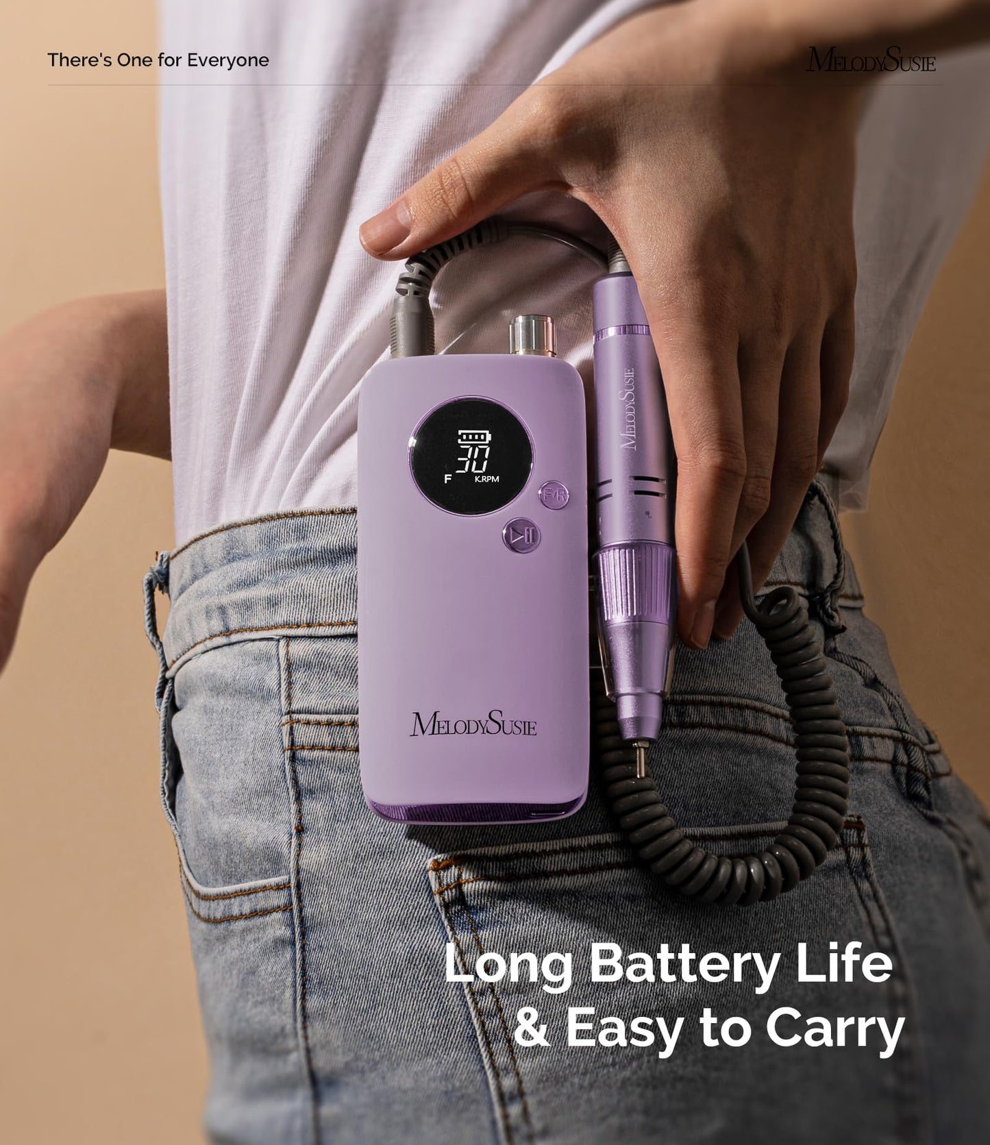 MelodySusie Entry-Level Clip-On Rechargeable Nail Drill, SC320F 30000RPM E-File with Pastel & Colorful Design for Manicure Shaping & Gel Removal, Ideal for Training, Nail Art Practice & Home Use