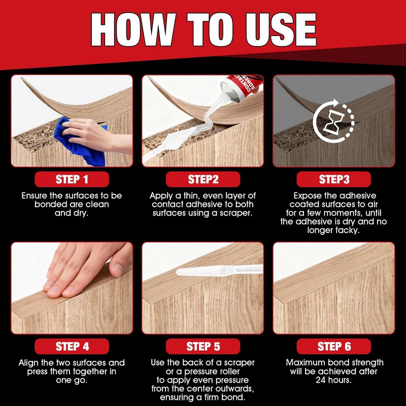 kuailaya Contact Cement Adhesive, Contact Cement Glue Contact Adhesive with 6pc Glue Spreader Set Strong Adhesion Elastic Flexible and Weather-Resistant for Shoes Vinyl Wood Metal Leather, 50ml