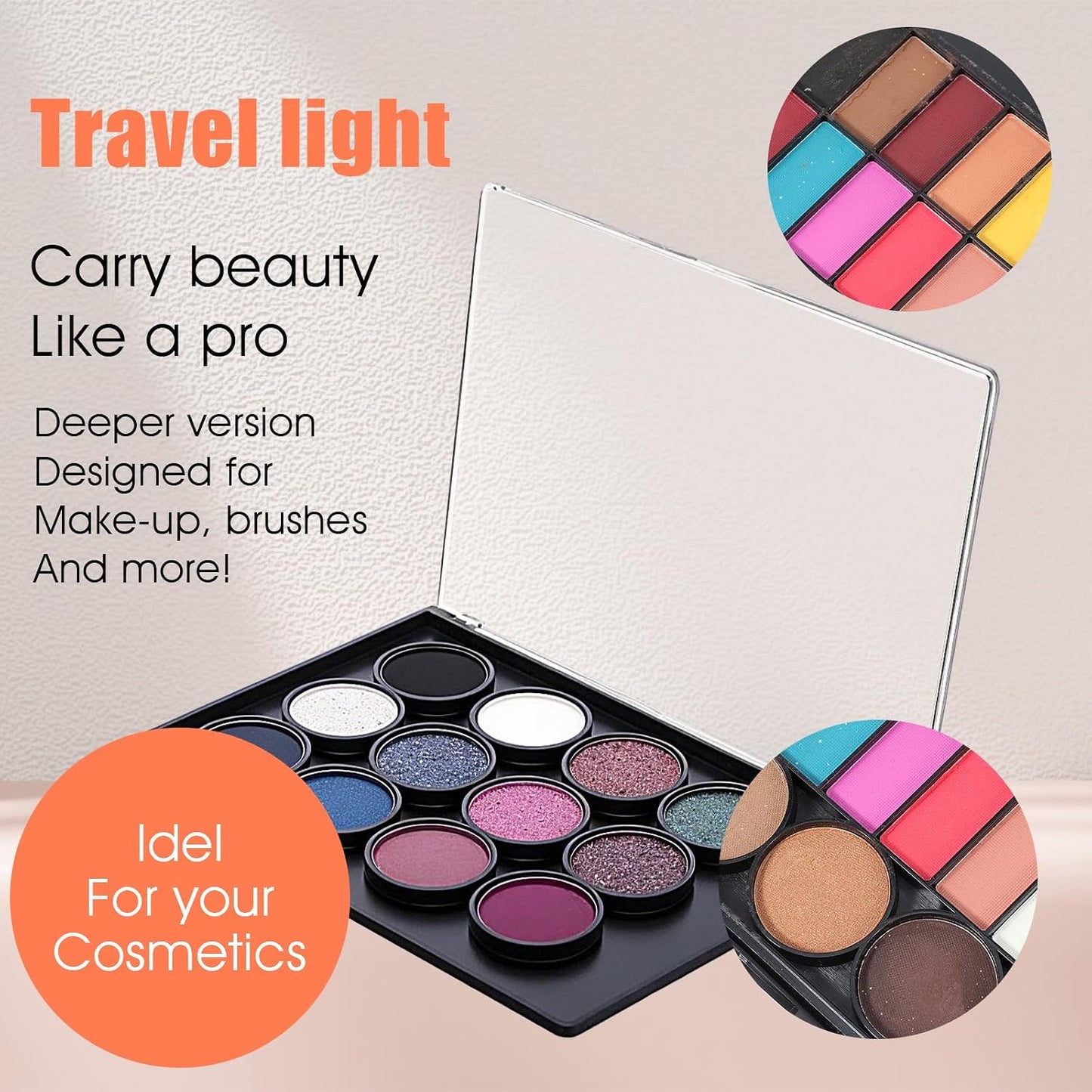 Magnetic Makeup Palette - 4 Pack Clear Top Storage Box for DIY Cosmetics | 7.7 x 4.3 Inches