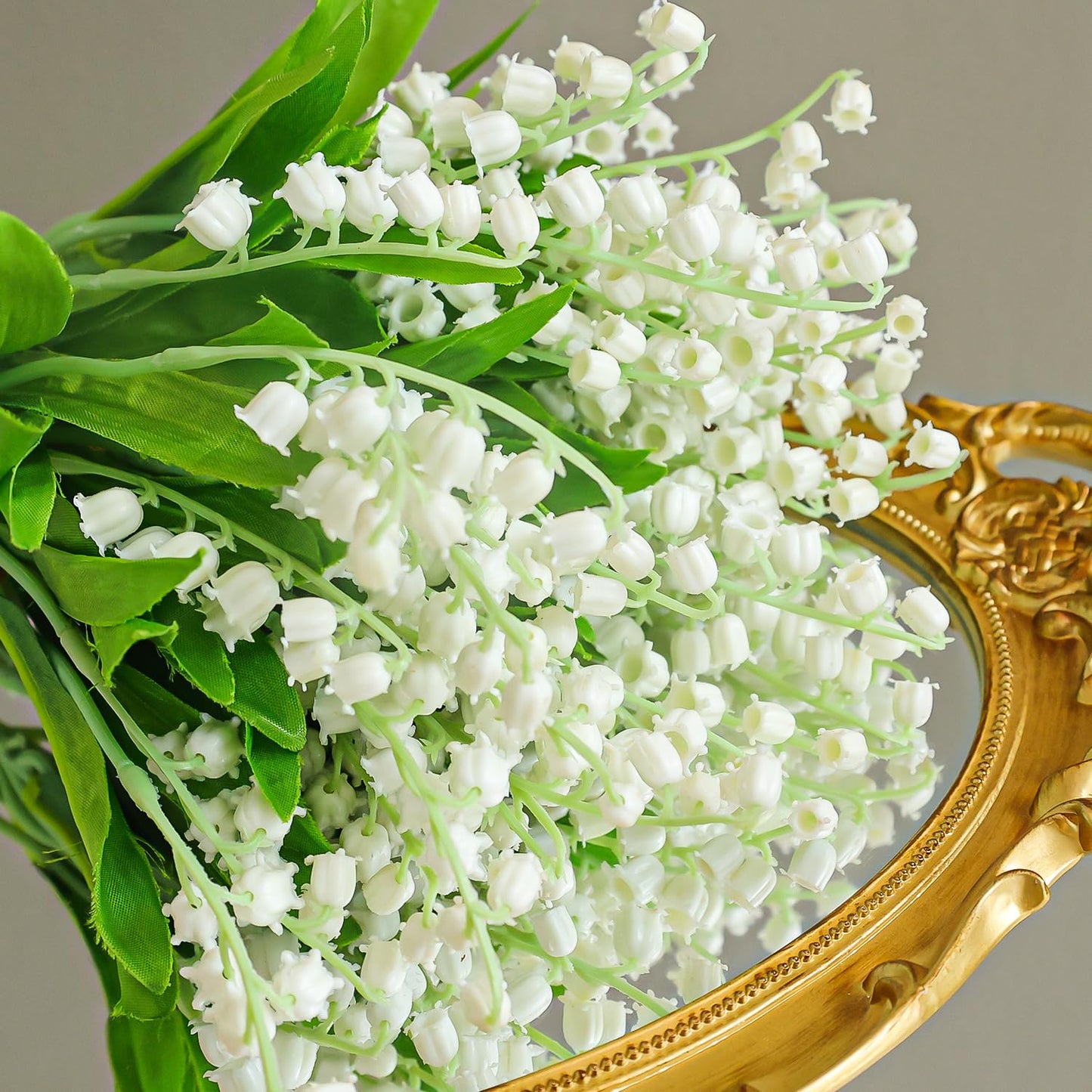10Pcs Lily of The Valley Plastic Orchid Flower Artificial Bellflower DIY Wedding Bouquet Household Vase Table Party Decoration (10PCS)