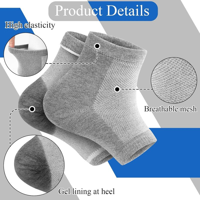 Toeless Moisturizing Socks for Women - Dry Cracked Heel Treatment | Silicone, One Size (3 Pairs)