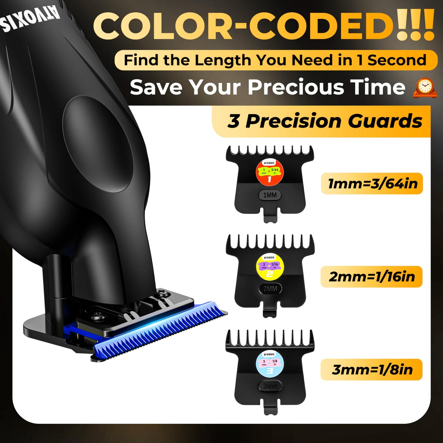 ATVOXIS Zero Gap 9,000 RPM Brushless Professional T Blade Trimmer for Men: Cordless Hair/Beard Clipper Edger Liner Outliner with LED Display 300min Runtime Fast Charging Stand Travel Pouch