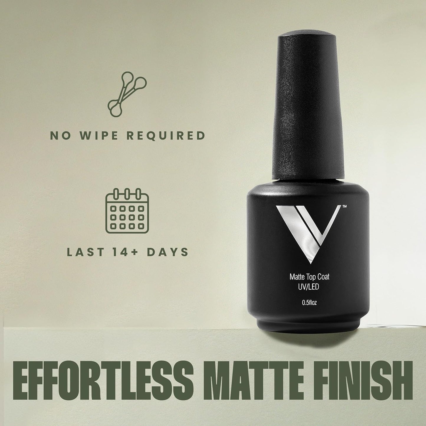 V Beauty Gel Top Coat Nail Polish - Matte Finish, Long-Lasting & No Chip | 15 ml for Stronger Nails