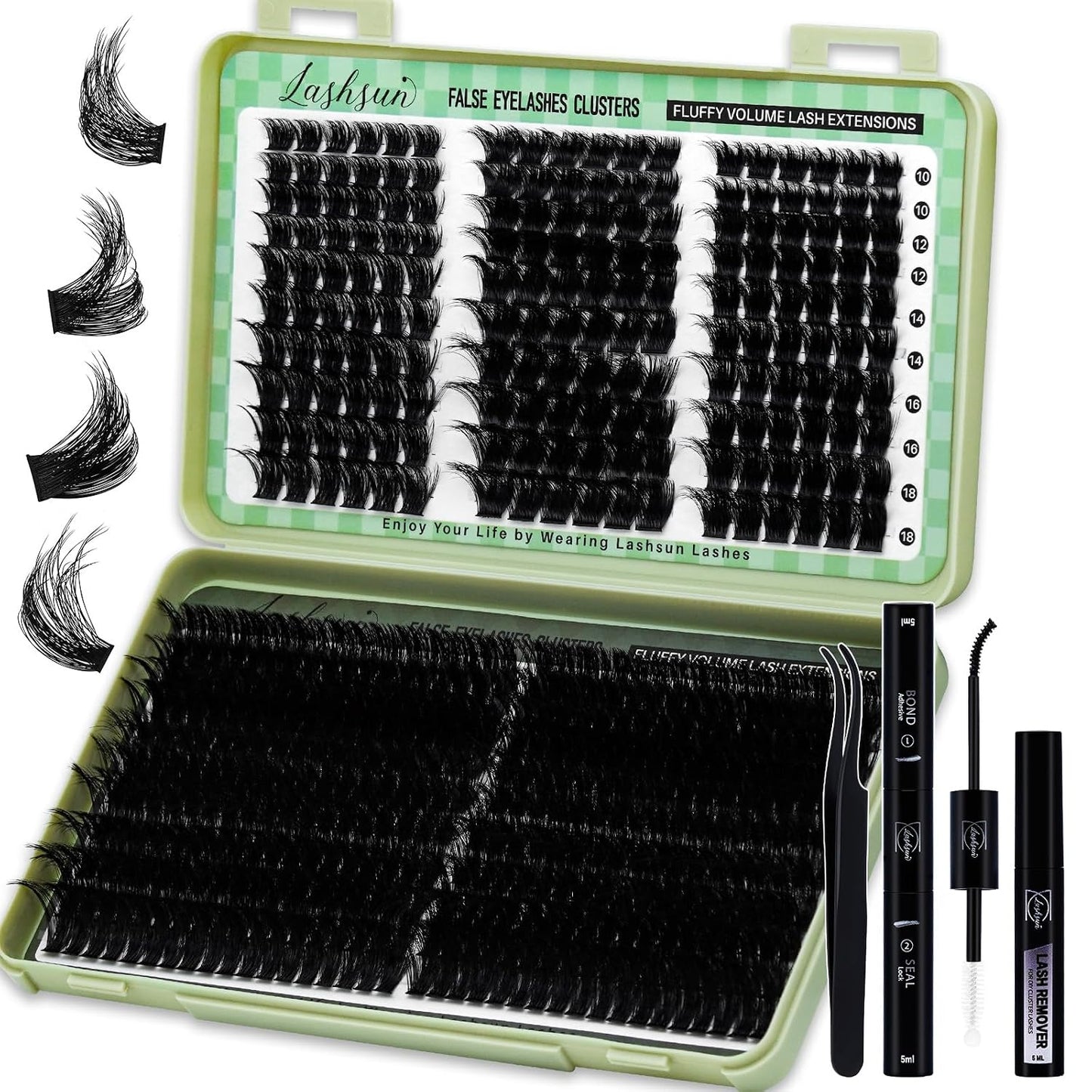 Lash Clusters Kit - 540pcs D Curl Wispy Cluster Lashes | Soft, Comfortable DIY Eyelash Extensions 10-22mm