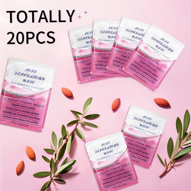 Beauty7 Post Wax Calming Oil Wipes 20 Packs Big Size Post Wax Oil Wipes for Body Leg Arm Post Waxing Cleanser After Wax Remover Removes Residue Reduces Redness Refill Pack