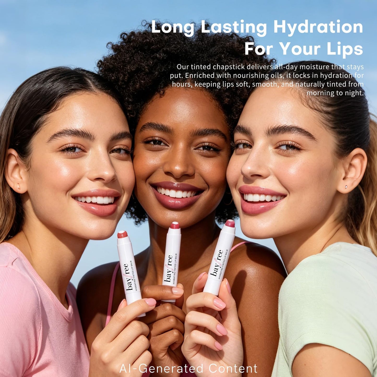 bayfree Plumping Tinted Lip Balm for Dry Lips, 5 PCS Long Lasting Hydrating Chapstick with Jojoba Seed Oil & Vitamin E, Buildable Color Lipbalm, Glossy Finish, Vegan for All Skin Tones, Garden