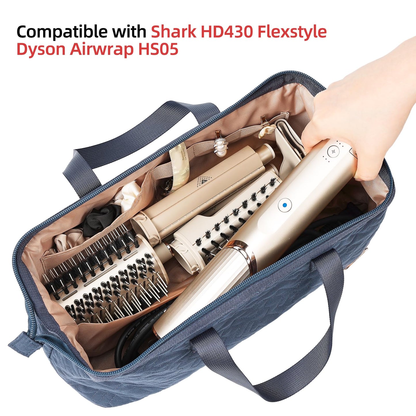 NISHEL Hair Tools Travel Bag Dryer Curling Iron Attachment Organizer Case