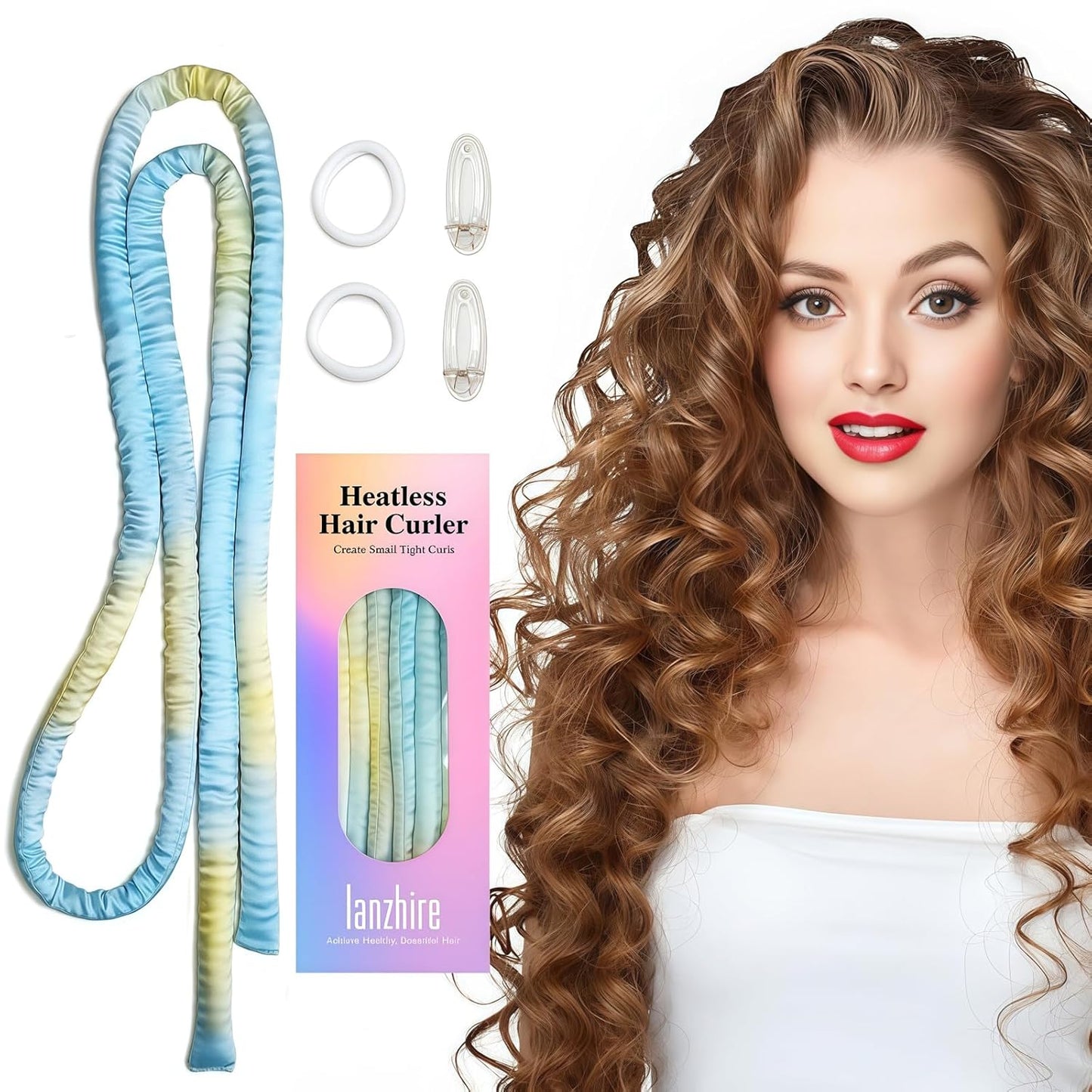 No Heat Overnight Curling Headband - Heatless Curlers for Long & Short Hair | Black