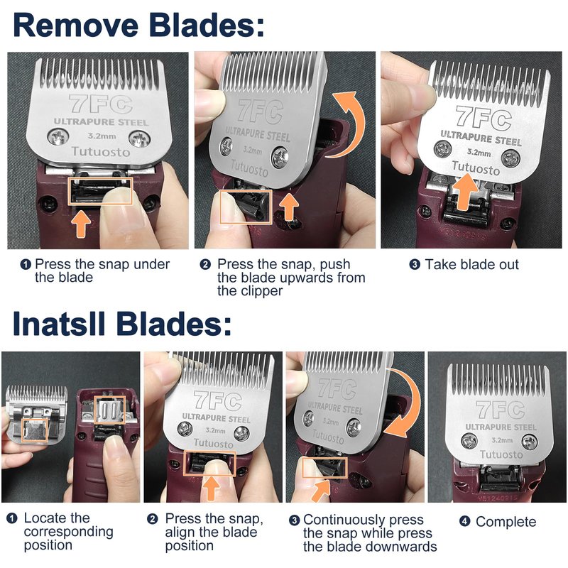 Tutuosto 7FC Clipper Blades Pet Grooming Clipper Replacement Blades Detachable Blade Compatible with andis/wahl/Oster Dog Clippers