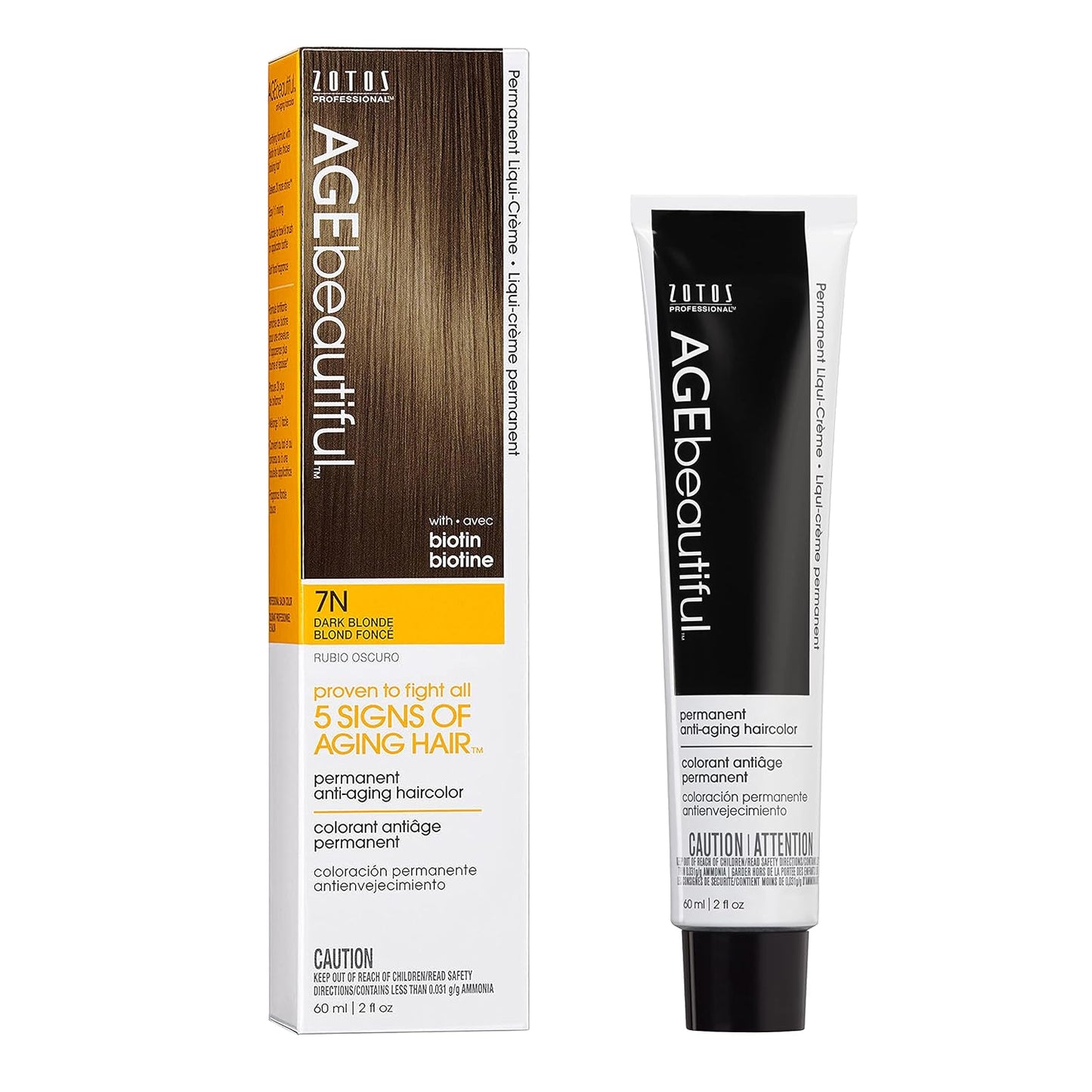 AGE Beautiful Permanent Hair Color Cream - 100% Gray Coverage Hair Dye with Biotin for Fuller, Thicker Hair | Professional Salon Quality
