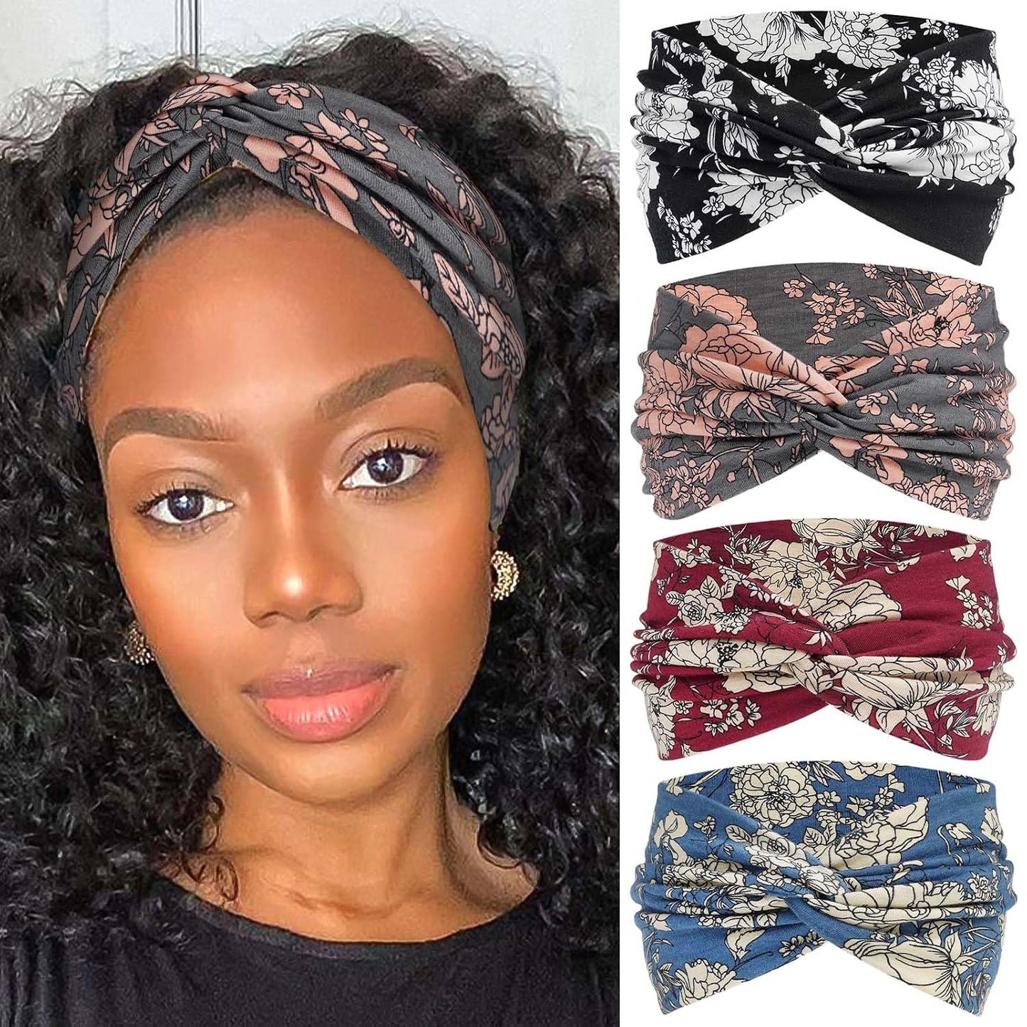 Bandana Headbands for Women - Large Turban Wraps | Knotted Criss Cross Design, Perfect for Workouts