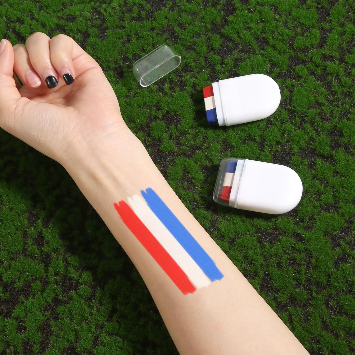 Patriotic 4th of July Face Paint Sticks - Red, White & Blue USA Flag Design | Perfect for Sports Events & Independence Day