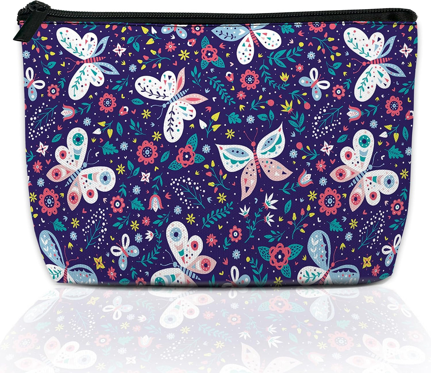 Cosmetic Bag - Mushroom Print Makeup Organizer for Women | Water-Resistant Travel Pouch 9.5x5.9 Inch